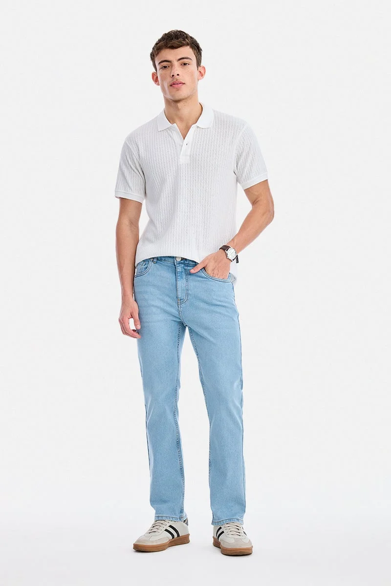 سنيتش White Textured Half Sleeve Slim Fit Vacation T-Shirt