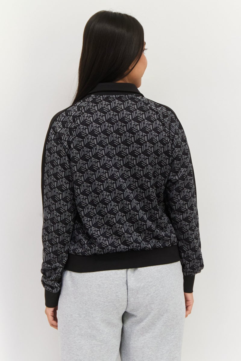 PUMA جاكيت رياضي خارجي بأكمام طويلة للنساء بتصميم مريح، أسود - Image 3