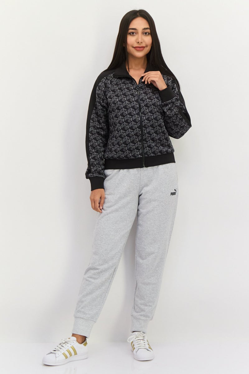 PUMA جاكيت رياضي خارجي بأكمام طويلة للنساء بتصميم مريح، أسود - Image 4