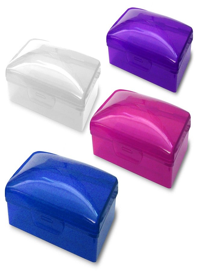 American Comb صندوق صابون مشط أمريكي مع غطاء، 4 عبوات، بنفسجي، أبيض، وردي وأزرق. - Image 2