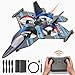 BEZGAR RC Plane 24GHZ Remote Control Airplane RC Helicopter 360 Flip Fighter Jet Toy Toys for ages 813 with Colorful LED Navigation Lights Blue - Image 2