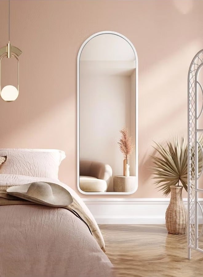 POWER Full Length Glass Standing Mirror with Adjustable Stand and Wheels White 153x40cm - Image 3