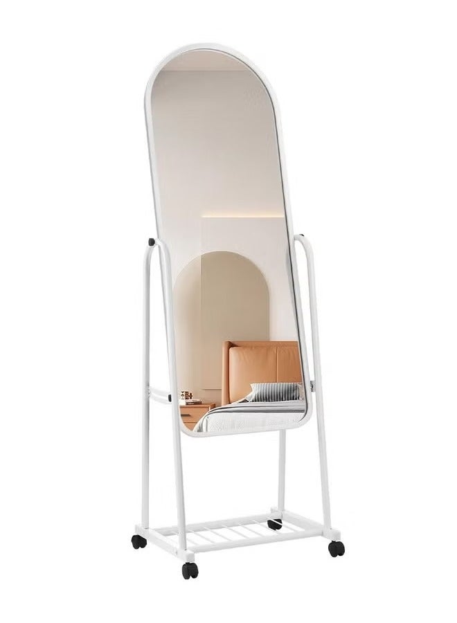 POWER Full Length Glass Standing Mirror with Adjustable Stand and Wheels White 153x40cm - Image 4