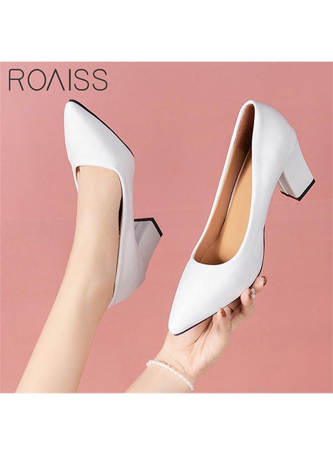 Pointed Toe Covered Thick Heels Fashionable Classic Pu Leather Solid Color Shallow Cut Work Shoes 7Cm Thick Heel Anti Slip High Heels - pzsku/Z98359EFE43F309E64168Z/45/_/1696662422/93c51fd5-d58e-4ef3-aa8e-5c208d44631f