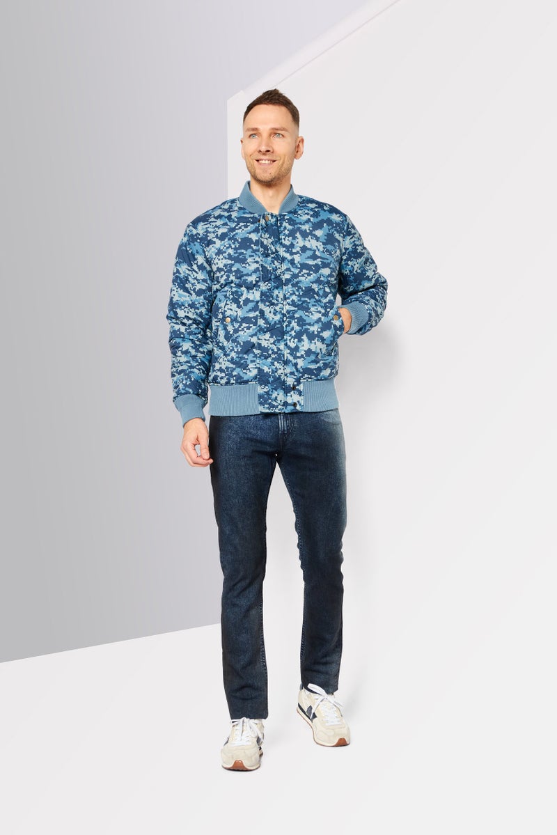 DIESEL جاكيت مقلوب للرجال بتصميم تمويه، مجموعة أزرق بحري - Image 2