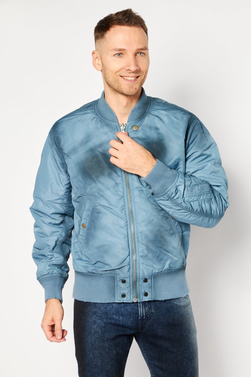 DIESEL جاكيت مقلوب للرجال بتصميم تمويه، مجموعة أزرق بحري - Image 5