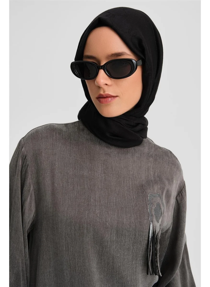 ARMINE Glittery Flower Appliqued Cupra Tunic 24K4303 Anthracite