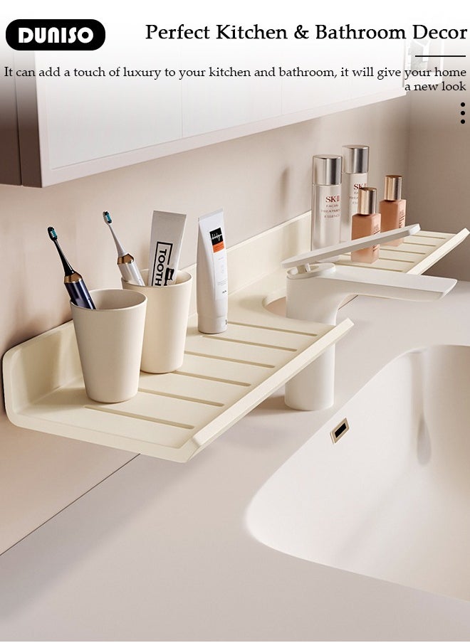 Wall Mount Over The Sink Shelf for Bathroom, Shelf Organizer Over The Faucet, Bathroom Sink Shelf Over Faucet, U-Shaped Recess Design Countertop Organizer, Multi-Functional Hollow Storage Shelf for Bathroom, Kitchen