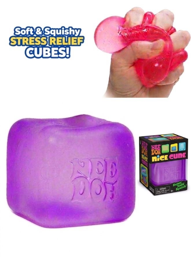 Nice Cube Fidget Toy for Kids & Adults – Soft Squishy Sensory Stress Relief Cube, Anxiety & Focus Aid, Stretchable Super Solid Squeeze Toy, 2.25" Stress Ball, Assorted Colors, - Image 1