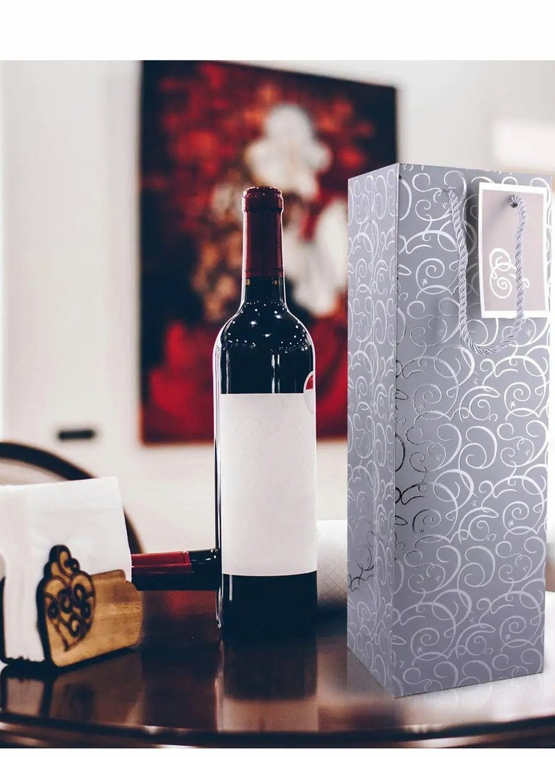 Wine Bags, 5pcs Gift Paper Bag Single Bottle Red Tote, 12 Pcs 4.7 x 3.9 x 14.2’Kraft Pap - Image 5