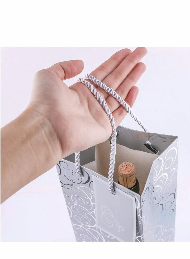Wine Bags, 5pcs Gift Paper Bag Single Bottle Red Tote, 12 Pcs 4.7 x 3.9 x 14.2’Kraft Pap - Image 4