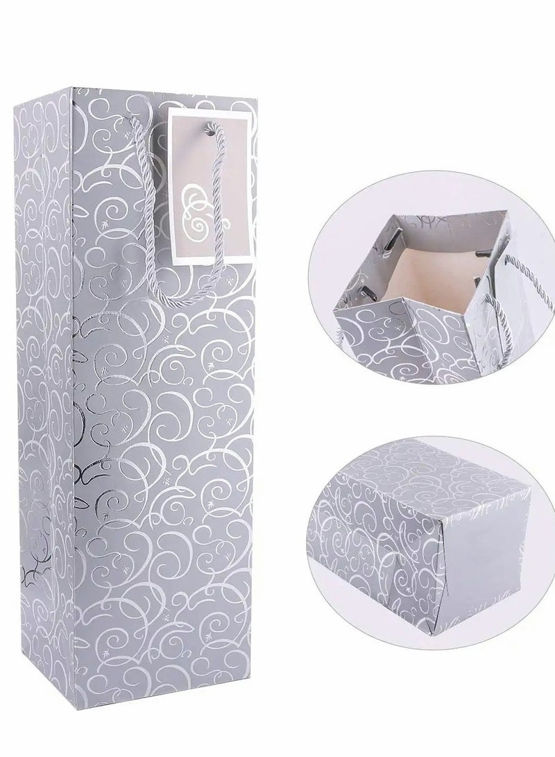 Wine Bags, 5pcs Gift Paper Bag Single Bottle Red Tote, 12 Pcs 4.7 x 3.9 x 14.2’Kraft Pap - Image 2