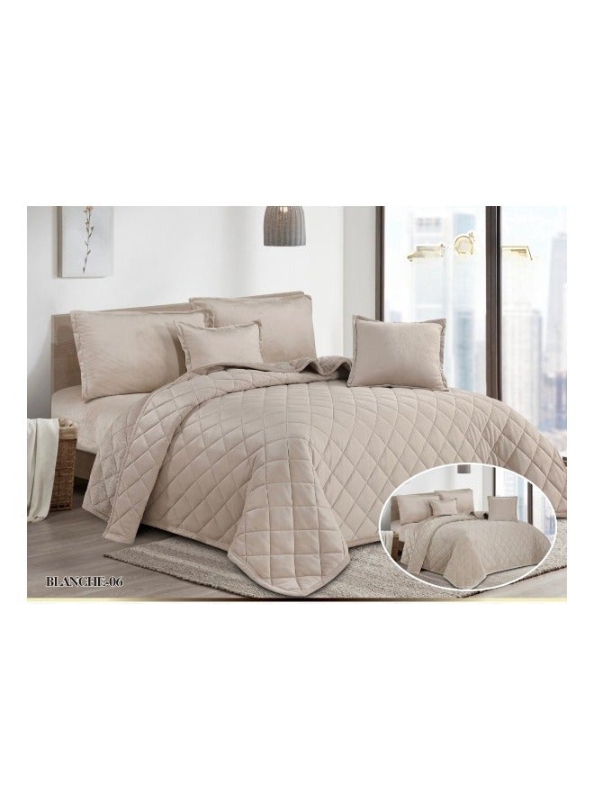 6-piece royal winter double bed set, two sides, velvet side and fur side, king size 220x240 cm - Image 1