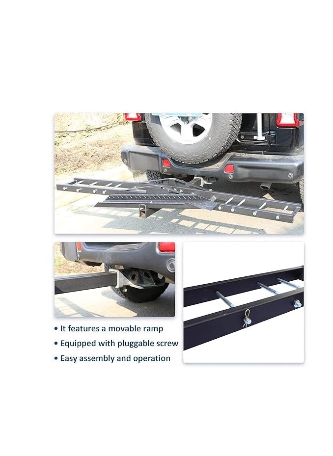 Royal Polar - 500 lbs Motorcycle Hitch Carrier Motorcycle Trailer Hitch Mount, Motorcycle Carrier Dirt Bike Hitch Hauler with Loading Ramp Heavy Duty Steel Motorcycle Rack for Hitch - Image 1
