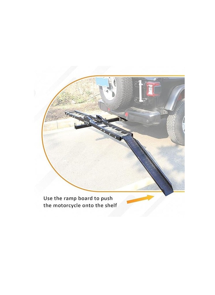 Royal Polar - 500 lbs Motorcycle Hitch Carrier Motorcycle Trailer Hitch Mount, Motorcycle Carrier Dirt Bike Hitch Hauler with Loading Ramp Heavy Duty Steel Motorcycle Rack for Hitch - Image 1