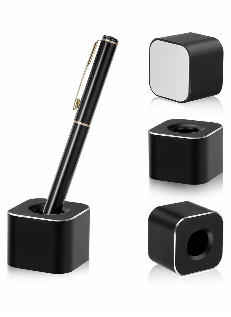 Excefore Metal Pen Stand Square Pen Holder Base Aluminum Student Desk Organizer Single Pen Holder for Desk Desktop Toothbrush Stand Holder Pen Display Stand for Home Office Students Teachers (Black)  - Image 1