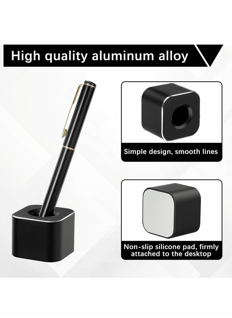 Excefore Metal Pen Stand Square Pen Holder Base Aluminum Student Desk Organizer Single Pen Holder for Desk Desktop Toothbrush Stand Holder Pen Display Stand for Home Office Students Teachers (Black)  - Image 3