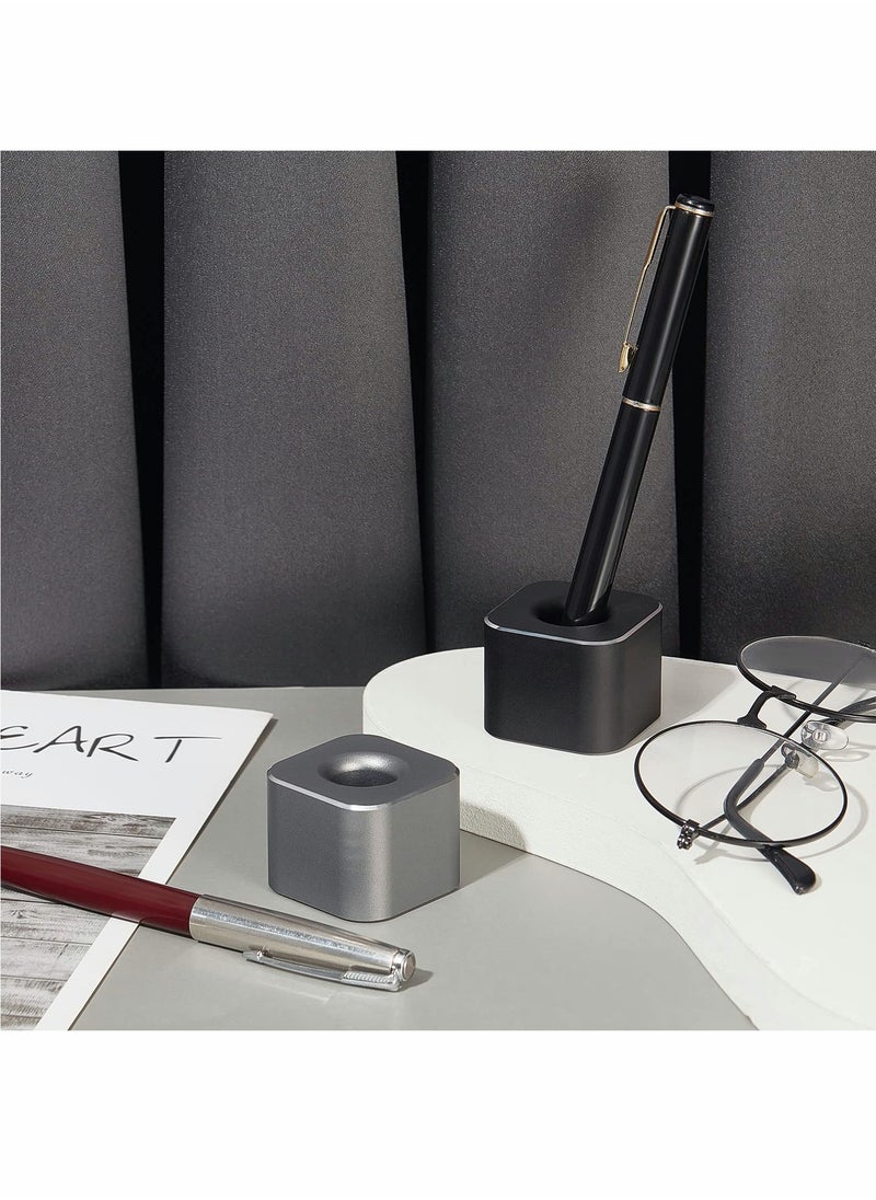 Excefore Metal Pen Stand Square Pen Holder Base Aluminum Student Desk Organizer Single Pen Holder for Desk Desktop Toothbrush Stand Holder Pen Display Stand for Home Office Students Teachers (Black)  - Image 5