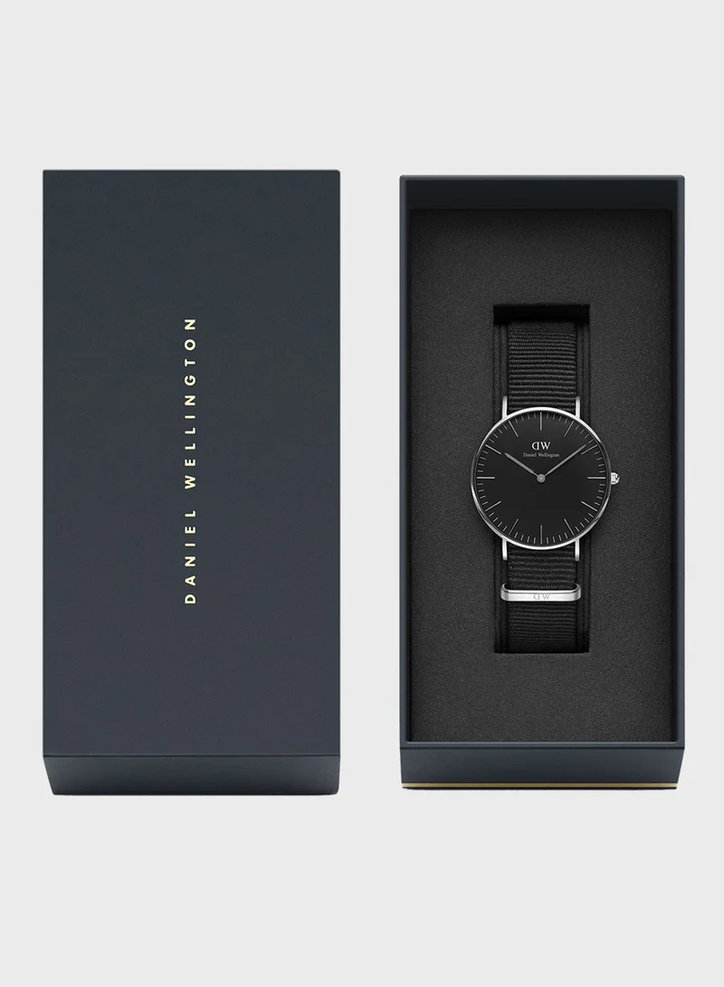 DANIEL WELLINGTON Classic Cornwall Silver Black 36mm Watch
