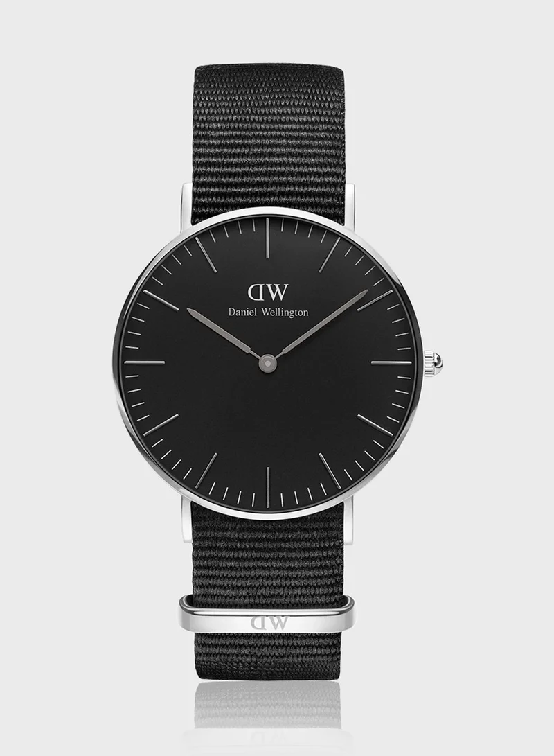 DANIEL WELLINGTON Classic Cornwall Silver Black 36mm Watch