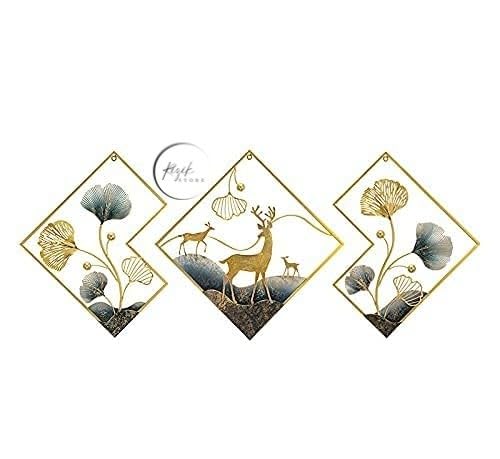 RIZIK STORE® Metal Abstract Figures handcrafted Wall Sculpture wall art multicolor for Home Decoration, Living room, drwaing room & Bedroom (PACK OF 3) WDD-NEW (DEER GOLD) - Image 3
