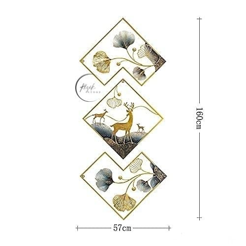 RIZIK STORE® Metal Abstract Figures handcrafted Wall Sculpture wall art multicolor for Home Decoration, Living room, drwaing room & Bedroom (PACK OF 3) WDD-NEW (DEER GOLD) - Image 2
