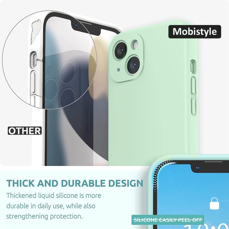 Mobistyle Designed for iPhone 13 Cover Soft Liquid Silicone Slim Protective Shockproof with Anti-Scratch Microfiber Lining Phone Back Cover Case (Aqua) - Image 2