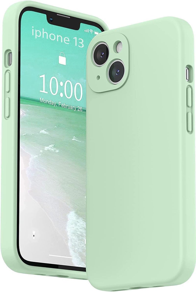 Mobistyle Designed for iPhone 13 Cover Soft Liquid Silicone Slim Protective Shockproof with Anti-Scratch Microfiber Lining Phone Back Cover Case (Aqua) - Image 1