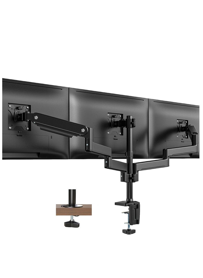 NEW 3 PC Monitor Stand – Premium Aluminum Ergonomic Gas Spring Arm for Triple Screens (17-27"), Height Adjustable, Tilt & Swivel, Desk Mount, Supports Up to 7kg per Arm - Image 1