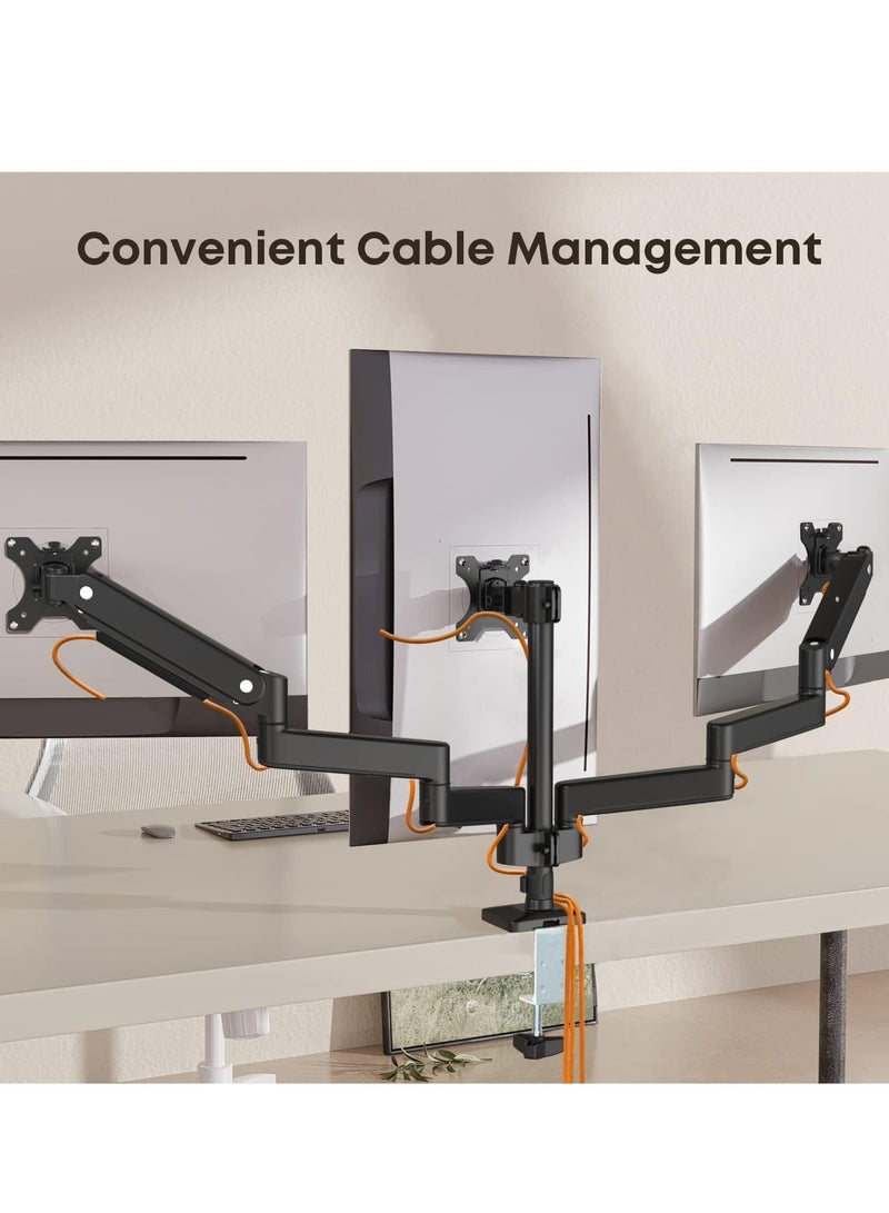 NEW 3 PC Monitor Stand – Premium Aluminum Ergonomic Gas Spring Arm for Triple Screens (17-27"), Height Adjustable, Tilt & Swivel, Desk Mount, Supports Up to 7kg per Arm - Image 4
