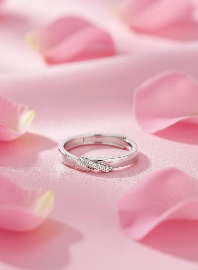 ZAVYA The Silent Promise Rhodium Plated Ring (Adjustable) | Gift for Her - Image 2