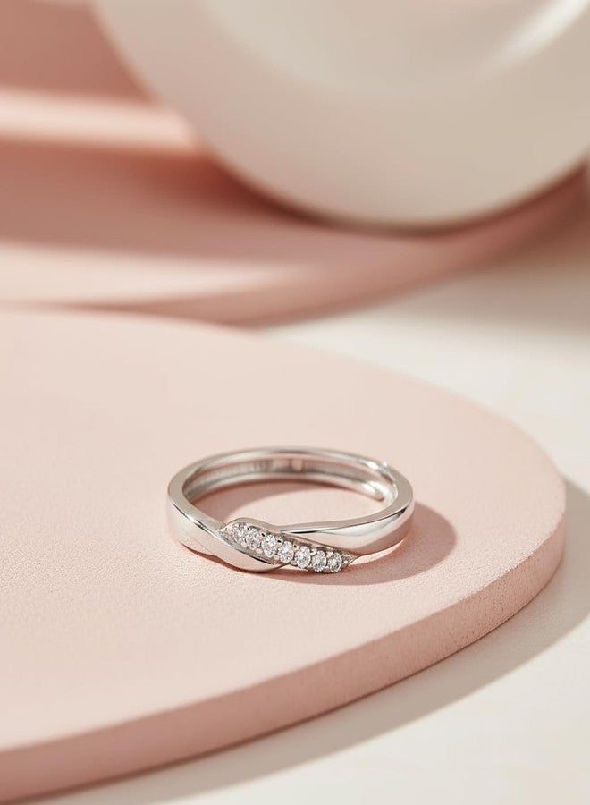 ZAVYA The Silent Promise Rhodium Plated Ring (Adjustable) | Gift for Her - Image 5