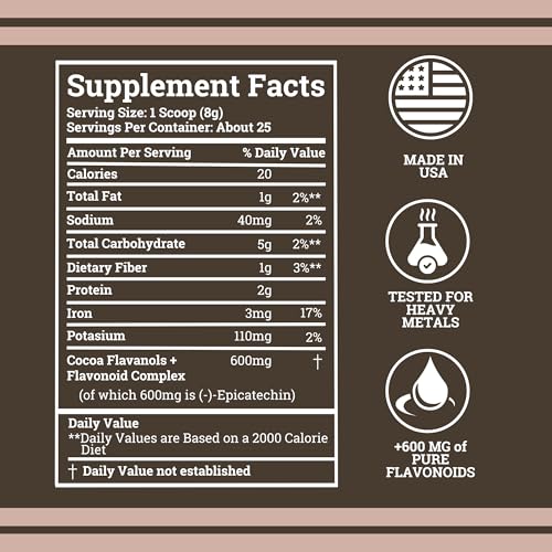 Black Forest High Flavanol Cocoa Powder (1200mg Flavanols & Flavonoids Supplements) 10X More Flavanols (Epicatechin) Than Cocoa & 600mg of Epicatechin Supplement for Heart Health, Nitric Oxide & Energy - Image 2