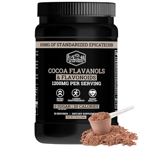 Black Forest High Flavanol Cocoa Powder (1200mg Flavanols & Flavonoids Supplements) 10X More Flavanols (Epicatechin) Than Cocoa & 600mg of Epicatechin Supplement for Heart Health, Nitric Oxide & Energy - Image 1
