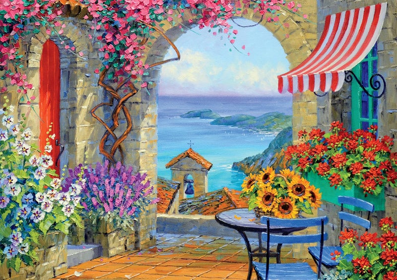 Buffalo Games - Mikki Senkarik - Warmth of The Mediterranean - 300 Piece Jigsaw Puzzle for Adults Challenging Puzzle Perfect for Game Nights - Finished Size is 21.25 x 15.00 - Image 1