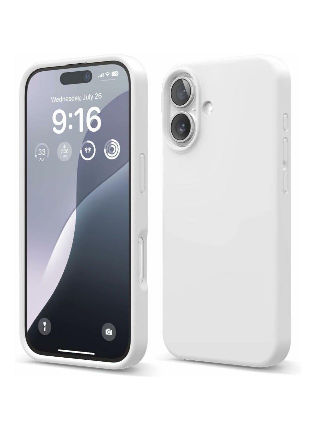 Silicone Case Compatible with iPhone 16, Slim Liquid Silicone Phone Case with 3-Layer Soft Rubber Shockproof Bumper with TPU Lining (White)
