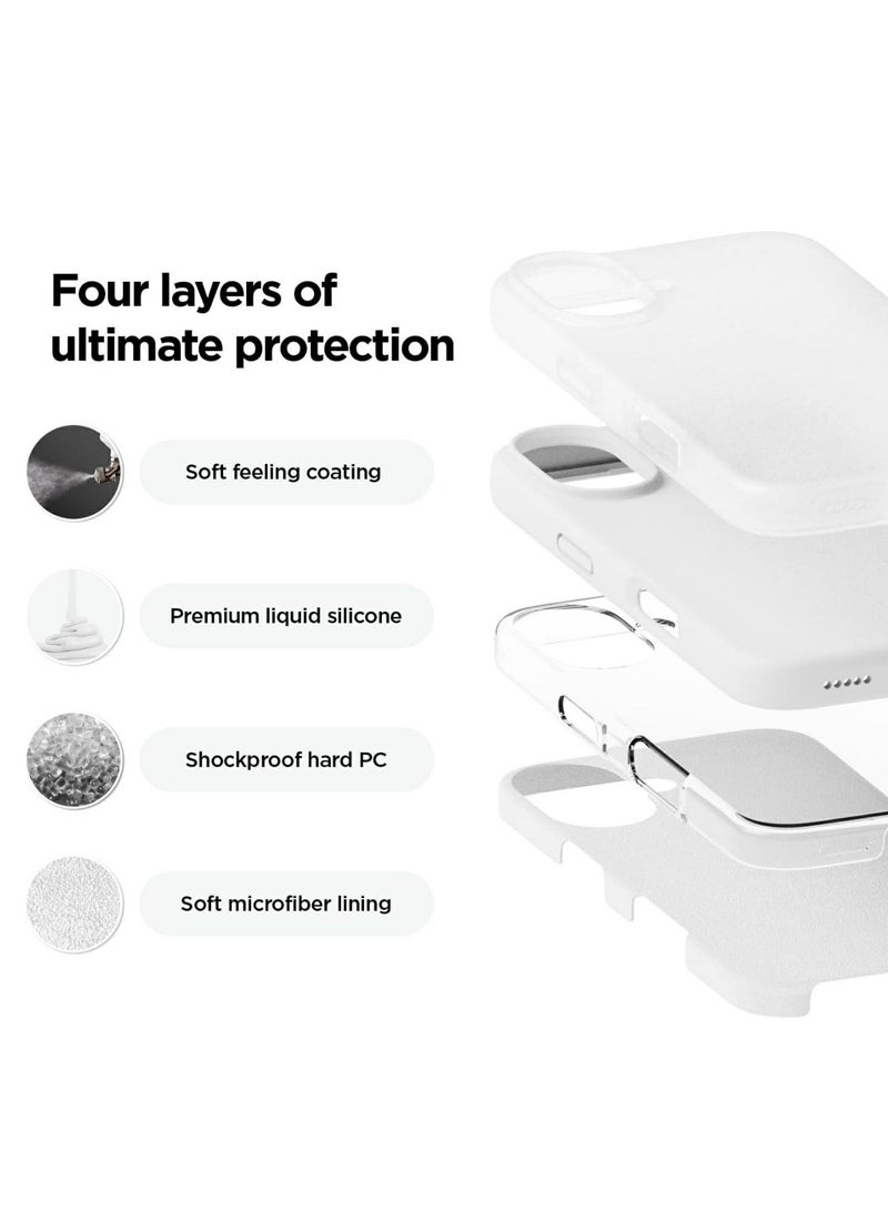 جراب سيليكون متوافق مع iPhone 16، جراب هاتف سيليكون سائل رفيع مع مصد مطاطي ناعم مقاوم للصدمات مكون من 3 طبقات مع بطانة من مادة TPU (أبيض) - Image 5