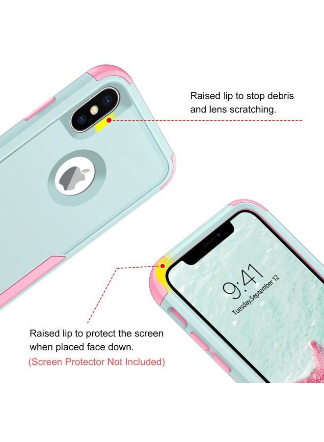 BENTOBEN iPhone X Case, iPhone Xs Case, 3 in 1 Heavy Duty Rugged Hybrid Hard PC Soft TPU Bumper Shockproof Non-Slip Protective Cases Cover for iPhone X (2017) / iPhone Xs (2018) 5.8 Inch, Green/Pink - Image 5