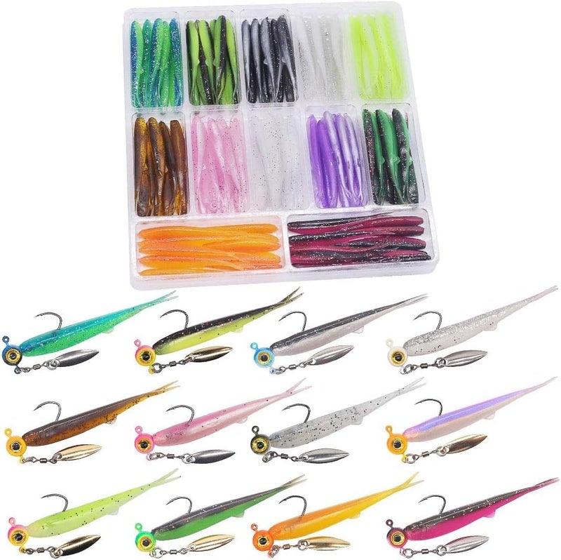 XFISHMAN Crappie-Baits- Plastics-Jig-Heads-Kit-Shad-Minnow-Fishing-Lures-for Crappie-Panfish-Bluegill-40 &135 Piece Kit - Image 1