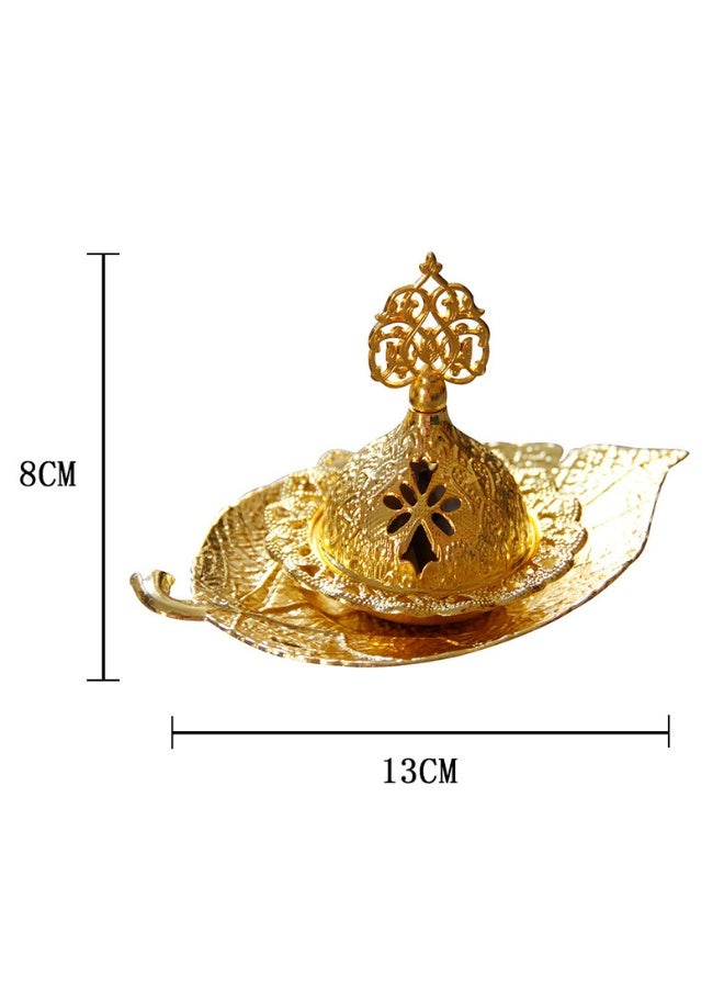 Color and fragrance burner with a hand-held metal European-style leaf-shaped tray for aroma diffusion