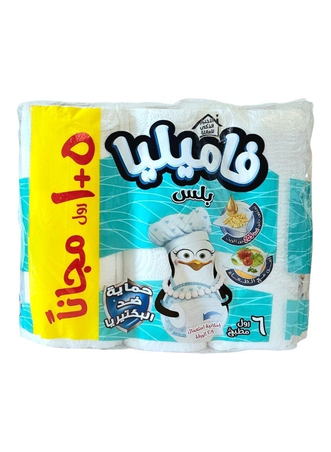 فاميليا مناديل مطبخ بلس 5+1 لفات – طبقتان ناعمتان، امتصاص ممتاز، متينة، متعددة الاستخدامات، مثالية للمطبخ والمنزل، عبوة اقتصادية للاستخدام اليومي - Image 3