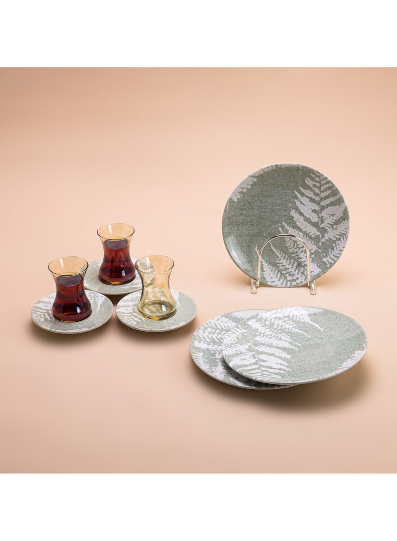 طقم شاي بورسلين هيرينسيا 18 قطعة مع طبق جانبي 6 أكواب شاي 6 صحون 6 أطباق جانبية مصنوع في تركيا - Image 2