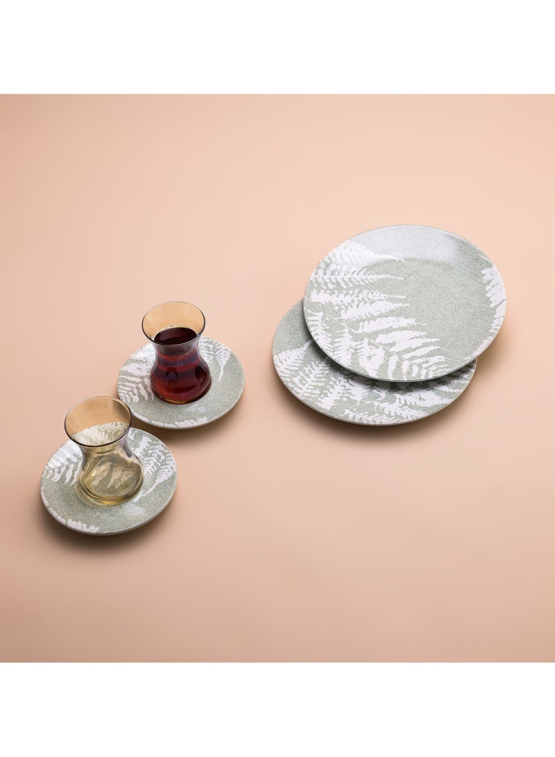 طقم شاي بورسلين هيرينسيا 18 قطعة مع طبق جانبي 6 أكواب شاي 6 صحون 6 أطباق جانبية مصنوع في تركيا - Image 4