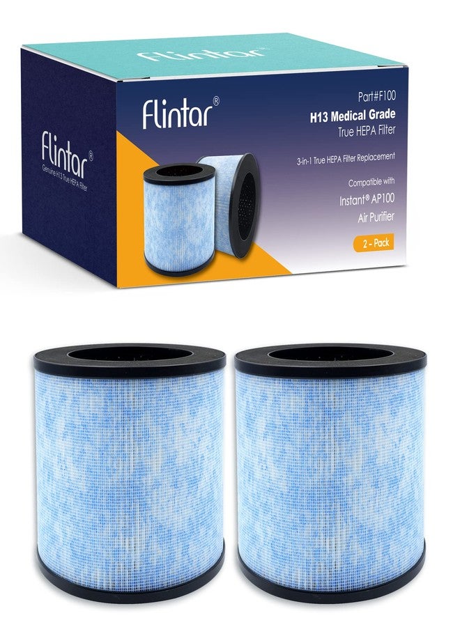 Flintar F100 Replacement Filter, Compatible with Instant AP100 Air Purifier, 3-in-1 H13 Grade Filtration, Part# F100, 2-Pack - Image 1