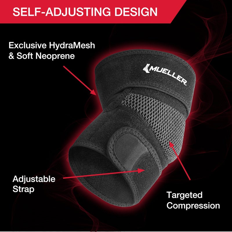 MUELLER Sports Medicine Adjustable Elbow Brace, Elbow Pain Relief Support Sleeve for Men and Women, For Tennis, Golf, Painting, Factory-Line Work, and More, Black, One Size - Image 5