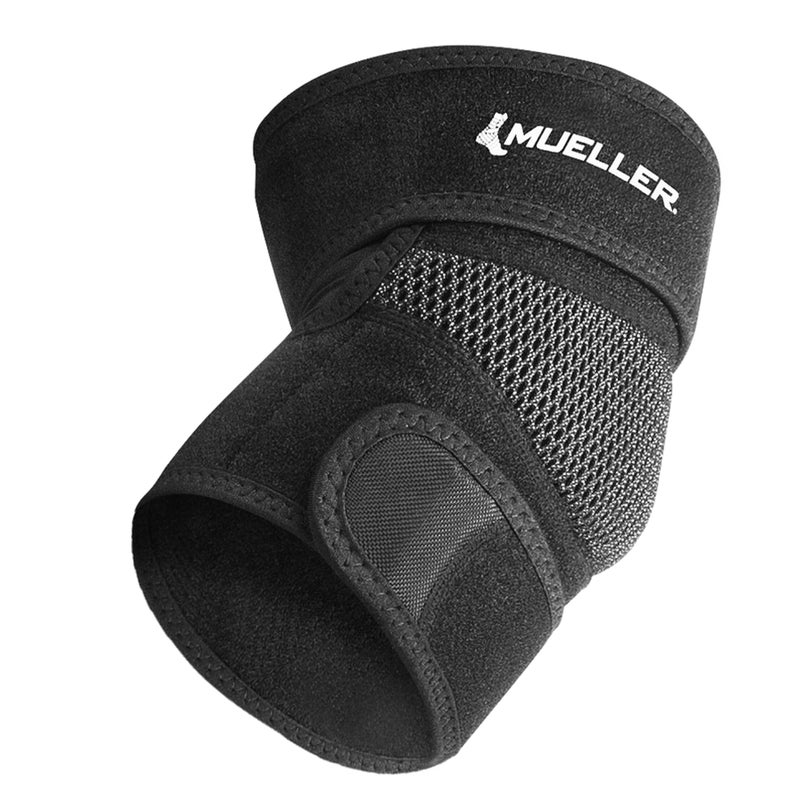 MUELLER Sports Medicine Adjustable Elbow Brace, Elbow Pain Relief Support Sleeve for Men and Women, For Tennis, Golf, Painting, Factory-Line Work, and More, Black, One Size - Image 1