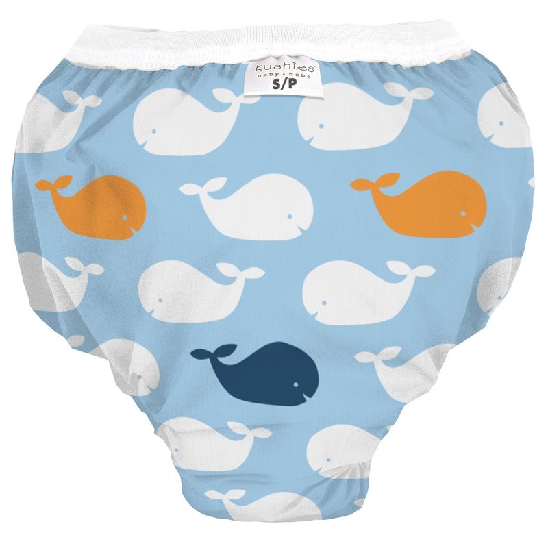 Kushies Baby Waterproof Training Pant 2933 Pounds Blue Whales Medium - Image 1