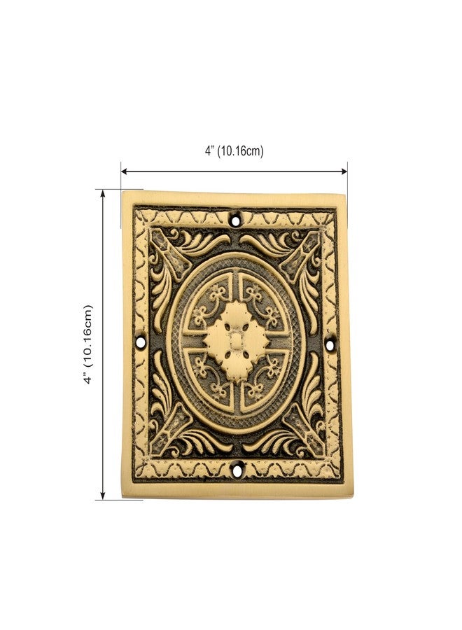 DEVDECOR, Vintage Style Brass Door Decorative Plate - 4 Inch Square Intricately Carved Accent for Home Décor - Image 5