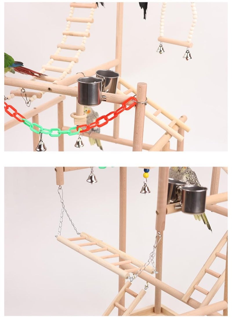 XiuWoo Bird stands for parrots, Bird play stand, Bird playground, Bird perches, Wooden Parrot Stand for Small Middle Parakeets Cockatiels Finches Budgie Lovebirds 48 * 33.5 * 94.5CM - Image 3