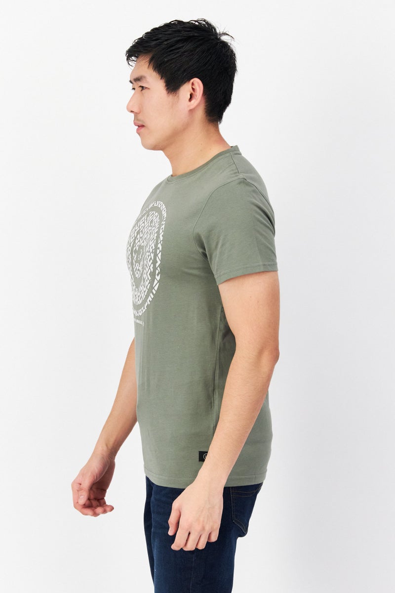 DUCK AND COVER Men Crew Neck Short Sleeves Printed T-Shirt, Sage - Image 3